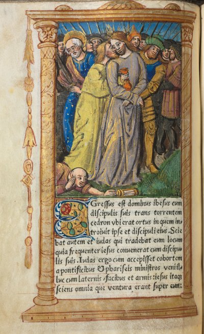 Trykt tidebog (brug af Rom): bl. 20v, Kristus i Getsemane af Guillaume Le Rouge