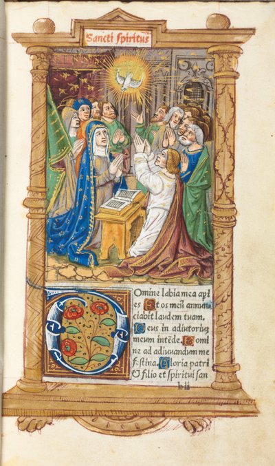Trykt timebog (brug i Rom): fol. 58r, pinse af Guillaume Le Rouge
