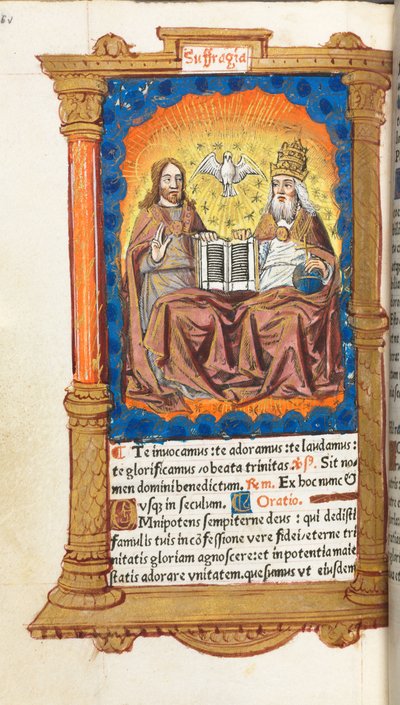 Trykt tidebog (brug af Rom): fol. 94v, Treenigheden af Guillaume Le Rouge