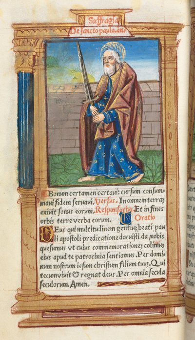 Trykt tidebog (brug af Rom): fol. 99v, St. Paul af Guillaume Le Rouge