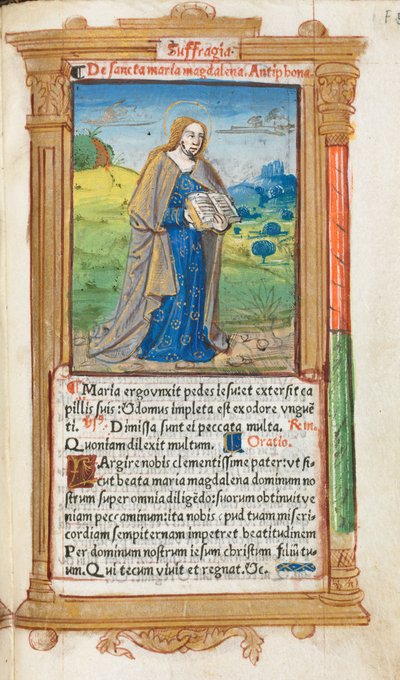 Trykt Timebog Brug af Rom: fol. 109r, Maria Magdalene, 1510. af Guillaume Le Rouge