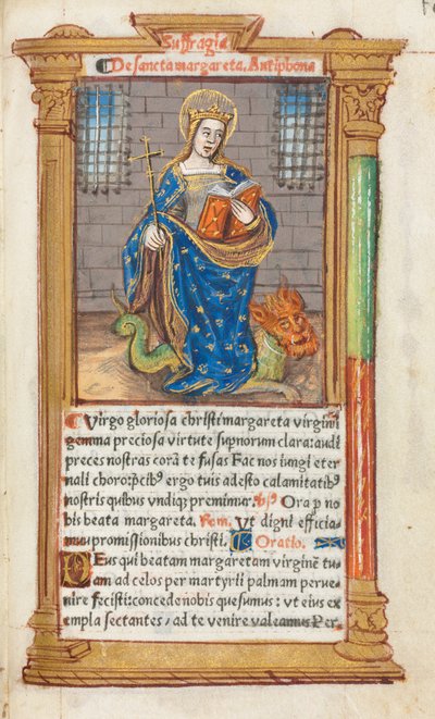 Trykt Timebog Brug af Rom: fol. 110r, St. Margaret, 1510. af Guillaume Le Rouge
