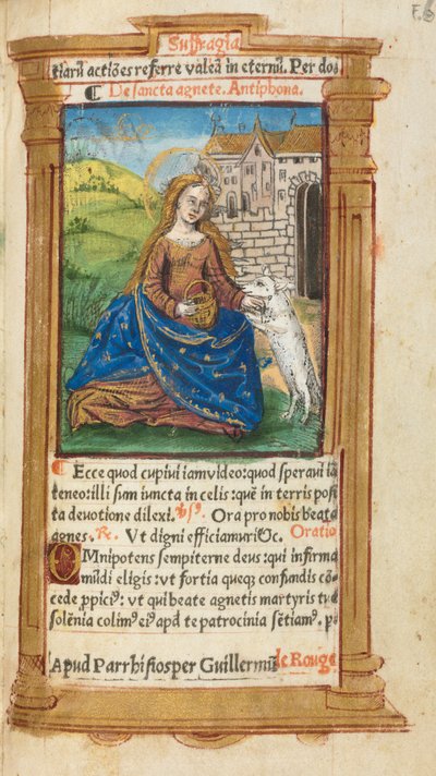Trykt Timebog Brug af Rom: fol. 112r, St. Agnes, 1510. af Guillaume Le Rouge