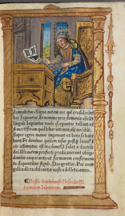 Trykt Timebog Brug af Rom: fol. 20r, St. Mark, 1510. af Guillaume Le Rouge