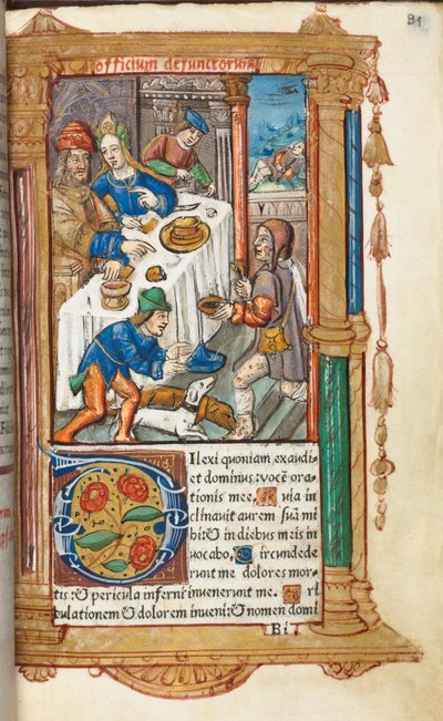 Trykt Timebog Brug af Rom: fol. 73r, Lazarus, 1510. af Guillaume Le Rouge