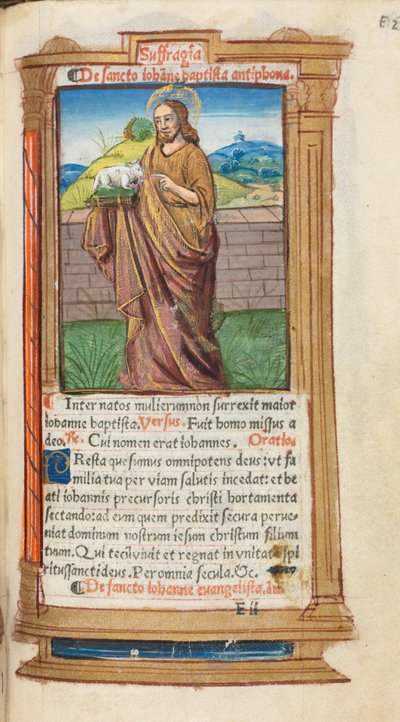 Trykt Timebog Brug af Rom: fol. 98r, Johannes Døberen, 1510. af Guillaume Le Rouge