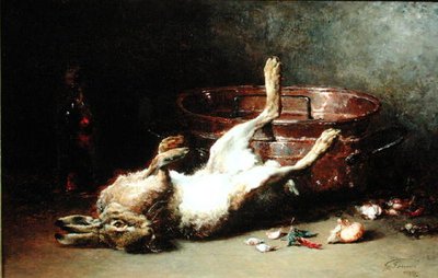 Stilleben med en hare og en kedel, 1886 af Guillaume Romain Fouace