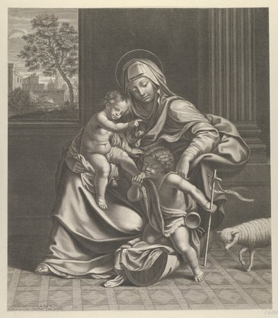 Jomfruen sad med Kristusbarnet på skødet..., ca. 1650-1704. af Guillaume Vallet