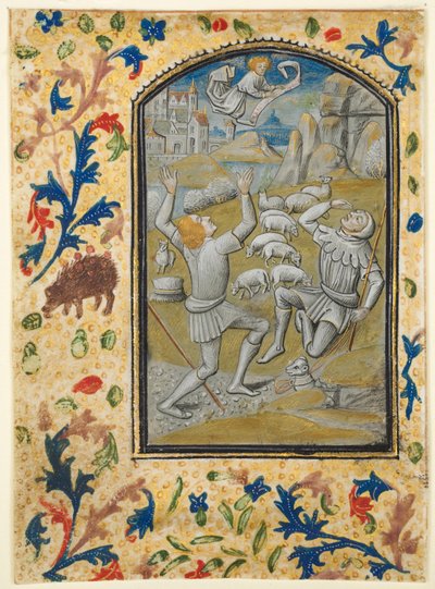 Blad fra en timebog: Jomfruens kroning, ca. 1470-1480. af Guillaume Vrelant