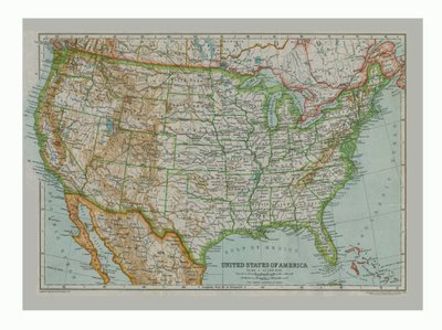 Kort over USA, c1910 af Gull Engraving Company