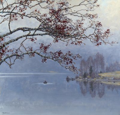Herbststimmung am See af Gustaf Edolf Fjaestad