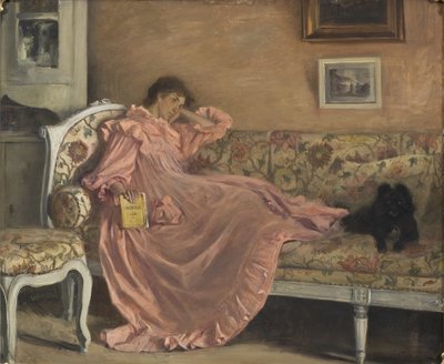 Carola sidder på sofaen, 1899 af Gustaf Olaf Cederstrom