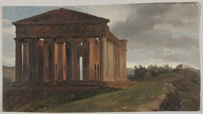 Et tempel i Agrigento, Sicilien (Olie på papir monteret på masonit) af Gustaf Soderberg