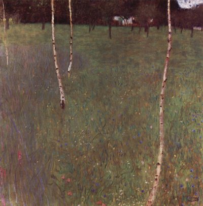 Stuehus med birketræer af Gustav Klimt