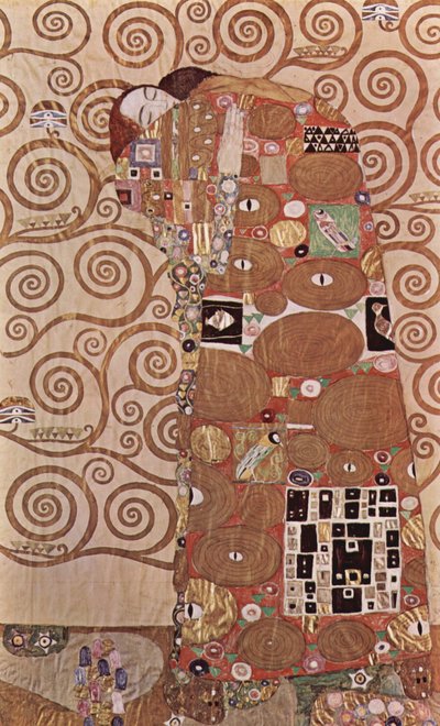 Omfavnelsen - Udkast til vægfrisen i Stoclet -paladset i Bruxelles, detaljer af Gustav Klimt