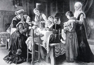 Martin Luthers barndom, illustration fra "Nationens historie af Gustav Adolph Spangenberg