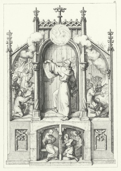 Fire scener fra Martin Luthers liv (stik) af Gustav Ferdinand Leopold Konig
