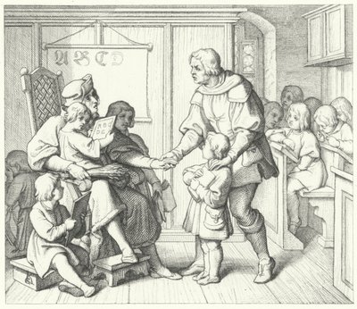 Martin Luther i skolen (gravering) af Gustav Ferdinand Leopold Konig