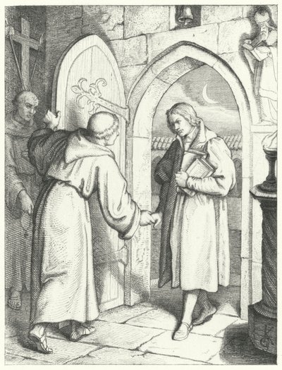 Martin Luther gik ind i St Augustines-klosteret i Erfurt den 17. juli 1505 af Gustav Ferdinand Leopold Konig