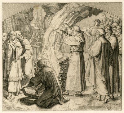 Martin Luther brænder tyren af ekskommunikation af Gustav Ferdinand Leopold Konig