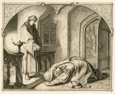 Martin Luther sammen med røveren Hans Kohlhase (1500-1540) af Gustav Ferdinand Leopold Konig