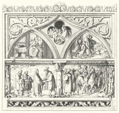 Martin Luthers farvel til sin familie, da han tager på sin sidste rejse til Mansfeld, sit liv på vejen og hans modtagelse fra greverne af Mansfeld (stik) af Gustav Ferdinand Leopold Konig