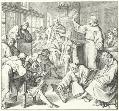 Leipzig-debatten, Andreas Karlstadt, Johann Eck og Martin Luther, 1519 af Gustav Ferdinand Leopold Konig