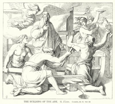 The Building of the Ark, Genesis, ch vi, ver 14 (gravering) af Gustav Jager