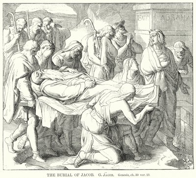 The Burial of Jacob, Genesis, ch 50, ver 13 (gravering) af Gustav Jager