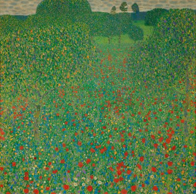 En mark med valmuer af Gustav Klimt