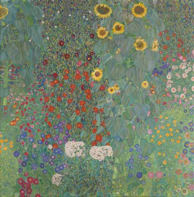 Sommerhushave med solsikker af Gustav Klimt