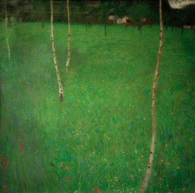 Stuehus med birketræer af Gustav Klimt