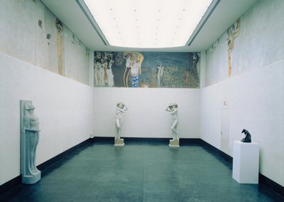 Beethoven-frisen: Længslen efter lykke - baseret på Richard Wagners fortolkning af Ludwig van Beethovens Symfoni nr. IX af Gustav Klimt