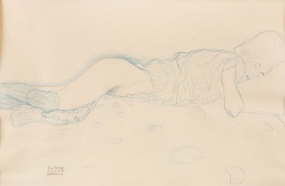 Kvinde halvnøgen, ca. 1908. af Gustav Klimt