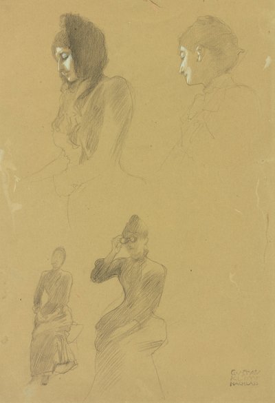 Fire portrætstudier af kvinder af Gustav Klimt