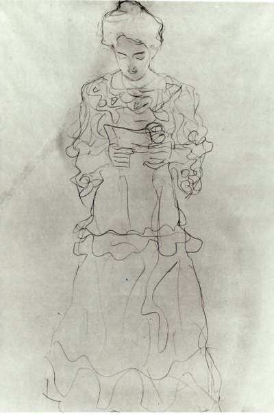 Pige læser I, af Gustav Klimt