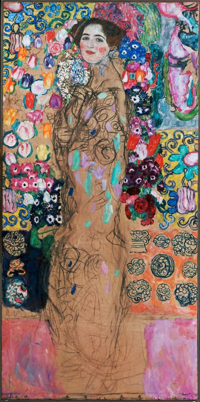 Dame med vifte af Gustav Klimt