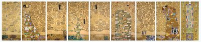 Ni arbejdstegninger af udførelsen af en mosaikfrise til spisesalen i Stoclet House i Bruxelles af Gustav Klimt