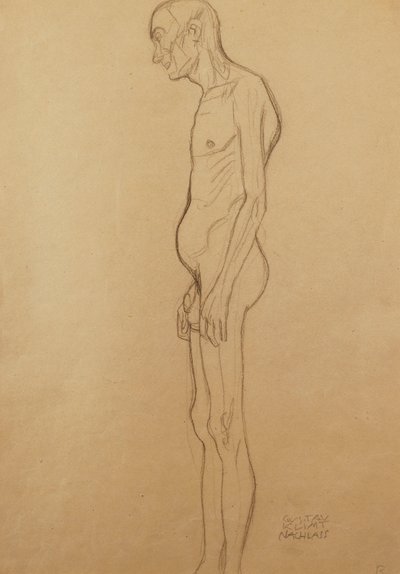 Nøgne mænd; nøgen mand til venstre, af Gustav Klimt