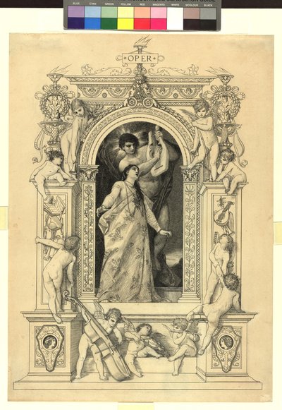 Oper (Vorlage für: Gerlach & Schenk, Allegorien und Embleme Bd. 1 Nr. 64a) af Gustav Klimt