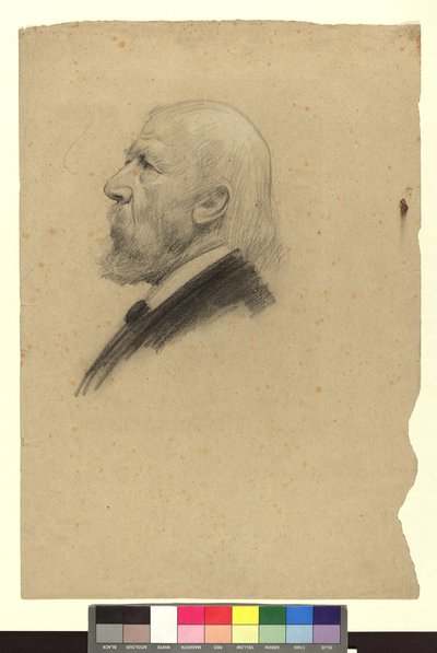Portrætstudie af en ældre mand set i profil mod venstre af Gustav Klimt