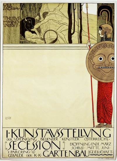 Plakat for den første kunstudstilling i "Secession"-kunstbevægelsen af Gustav Klimt