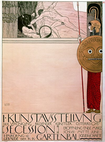 Plakat for den første udstilling af Secession (Theseus og Minotaur) af Gustav Klimt