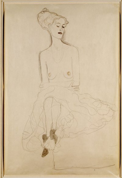 Siddende kvinde, 1908 af Gustav Klimt