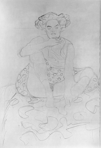 Siddende kvinde, 1916 (blyant på japansk papir) af Gustav Klimt