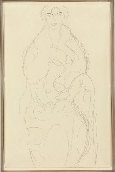 Siddende kvinde forfra, ca. 1917-18 af Gustav Klimt