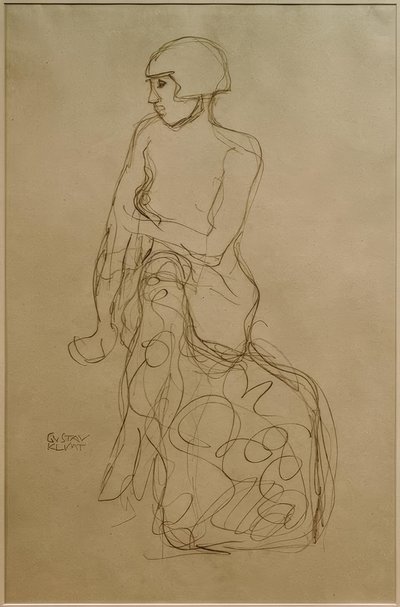 Siddende halvakt til venstre af Gustav Klimt
