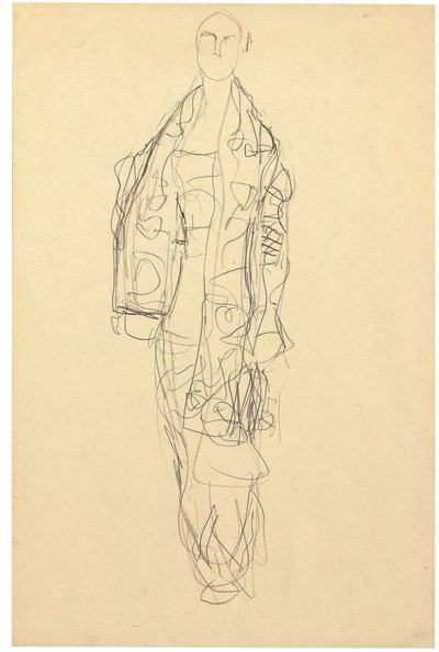 Stående dame med kappe, ca. 1914-16 (blyant på papir) af Gustav Klimt