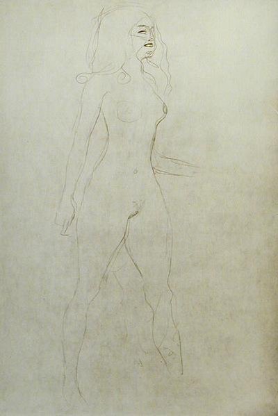 Stående nøgen (verso) af Gustav Klimt