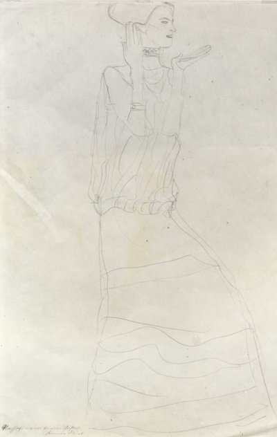 Stående kvinde med løftede hænder af Gustav Klimt